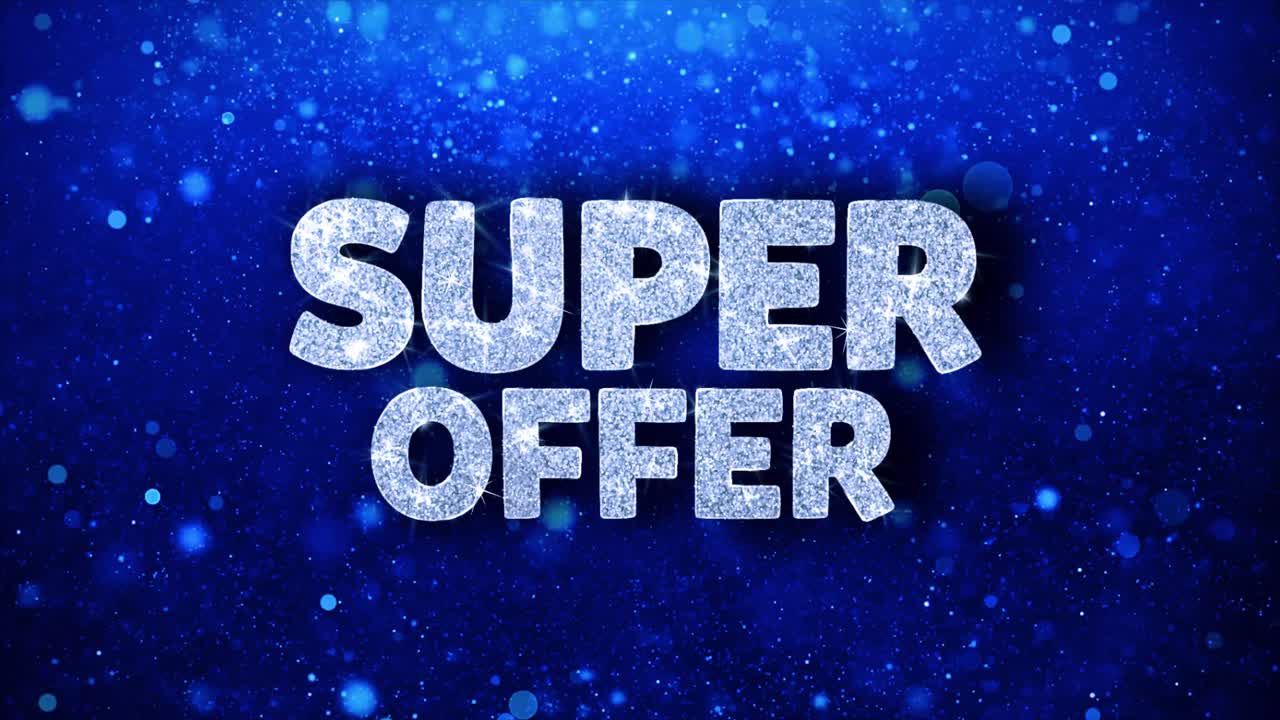 Super Offer - Glitter Text on Blue Background