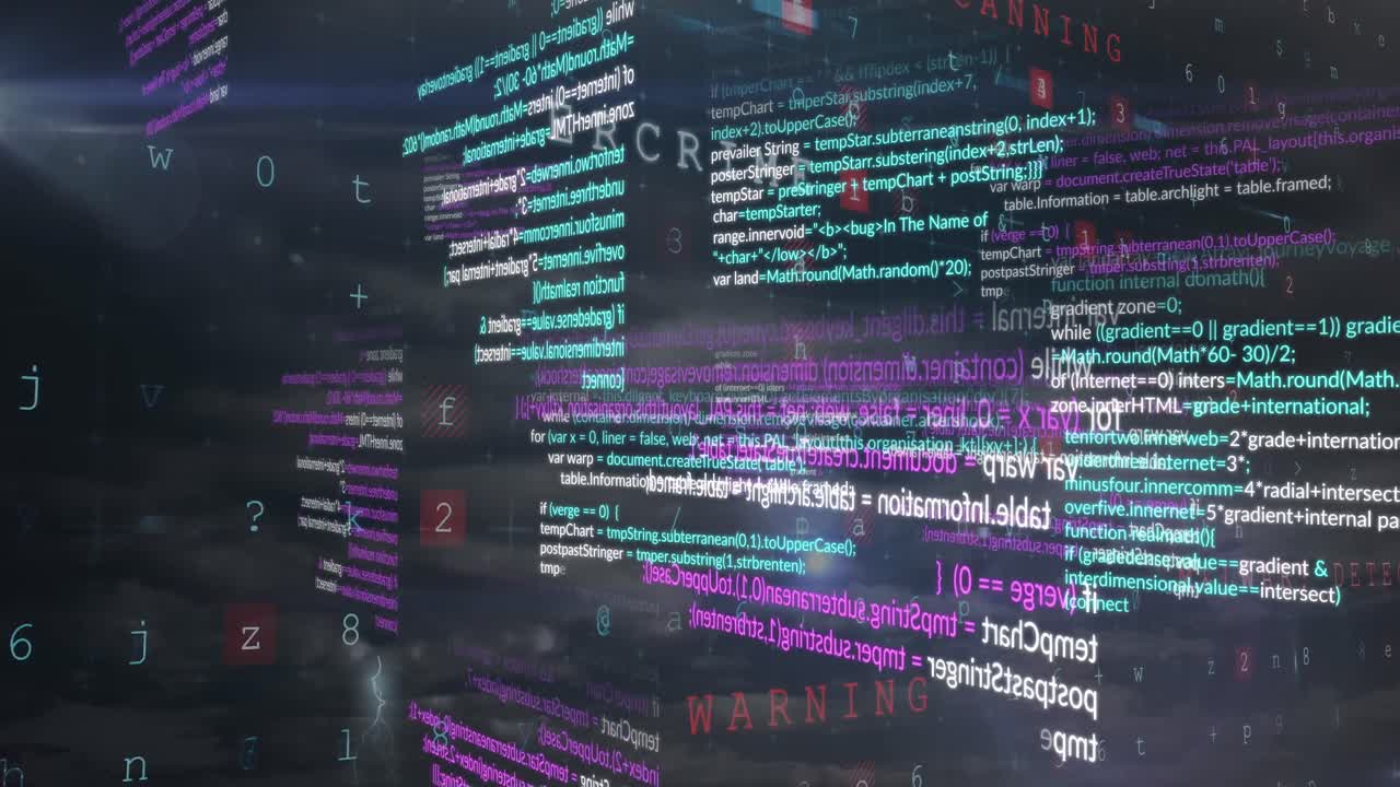 Animation of data processing on black background