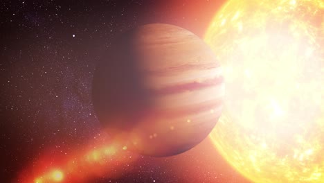 júpiter cerca del sol en el espacio