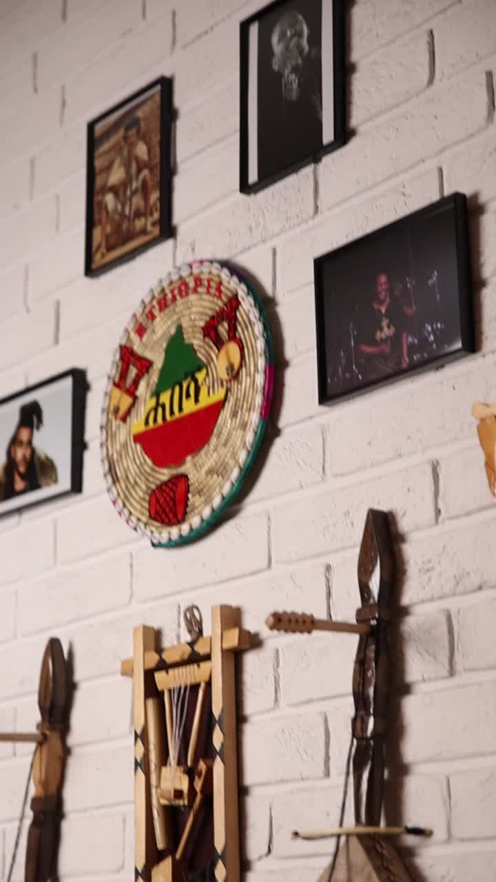 Wall Decor with Ethiopian Art and Musical Instruments