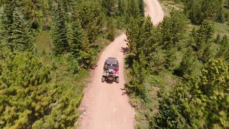 drone follows sxs on the trail