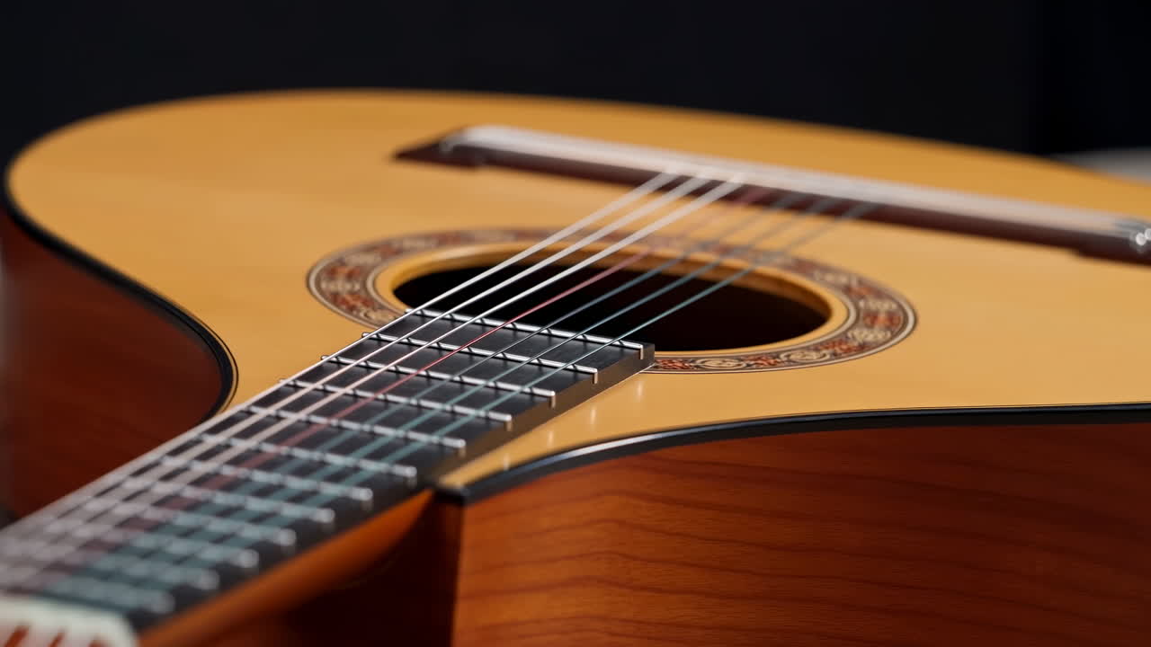 Close-up Detail of a Classical Acoustic Guitar