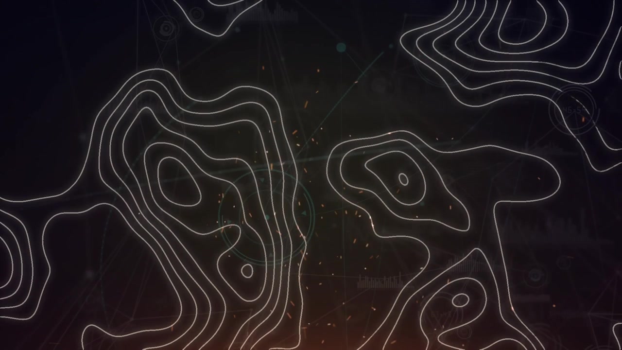 Animation of snow falling over network of connections and white lines