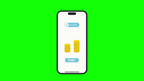 Online-Mobile-Banking,-Bezahlung,-Zahlung,-Sparen,-Münzstapel,-Stapel,-Symbol,-Animationsschleife,-Bewegungsgrafik,-Video,-Transparenter-Hintergrund-Mit-Alphakanal
