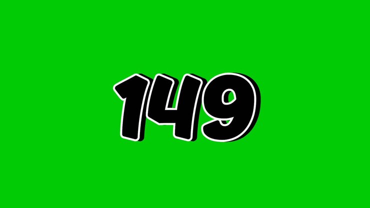 Number 149 symbol sign animation motion graphics cartoon on green screen background. Black color number reveal on smoke,for video number for video elements