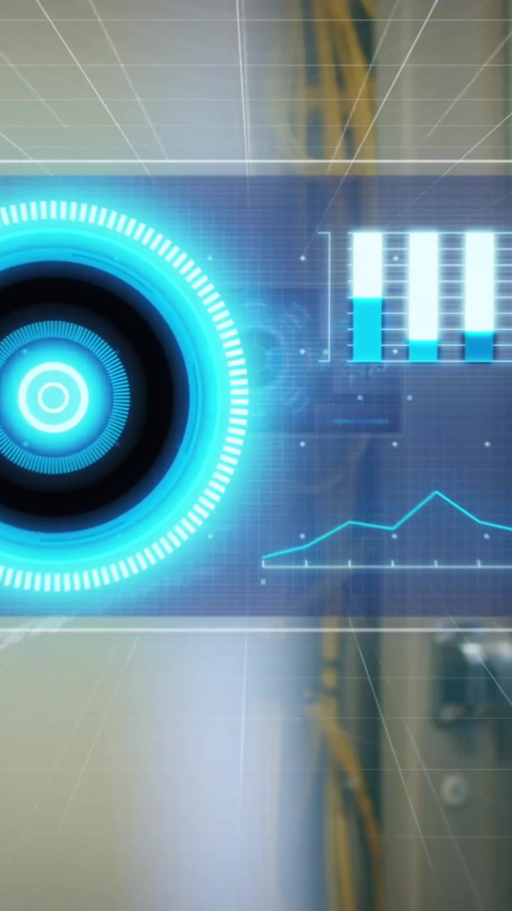 Animation of processing circle over integrated circuit and computer wires
