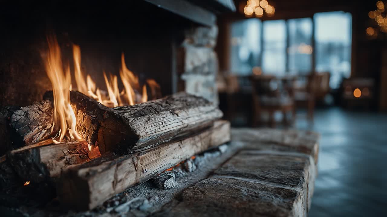 A Cozy and Inviting Fireplace with Flickering Flames, Capturing the Warmth and Comfort of Home During Chilly Evenings