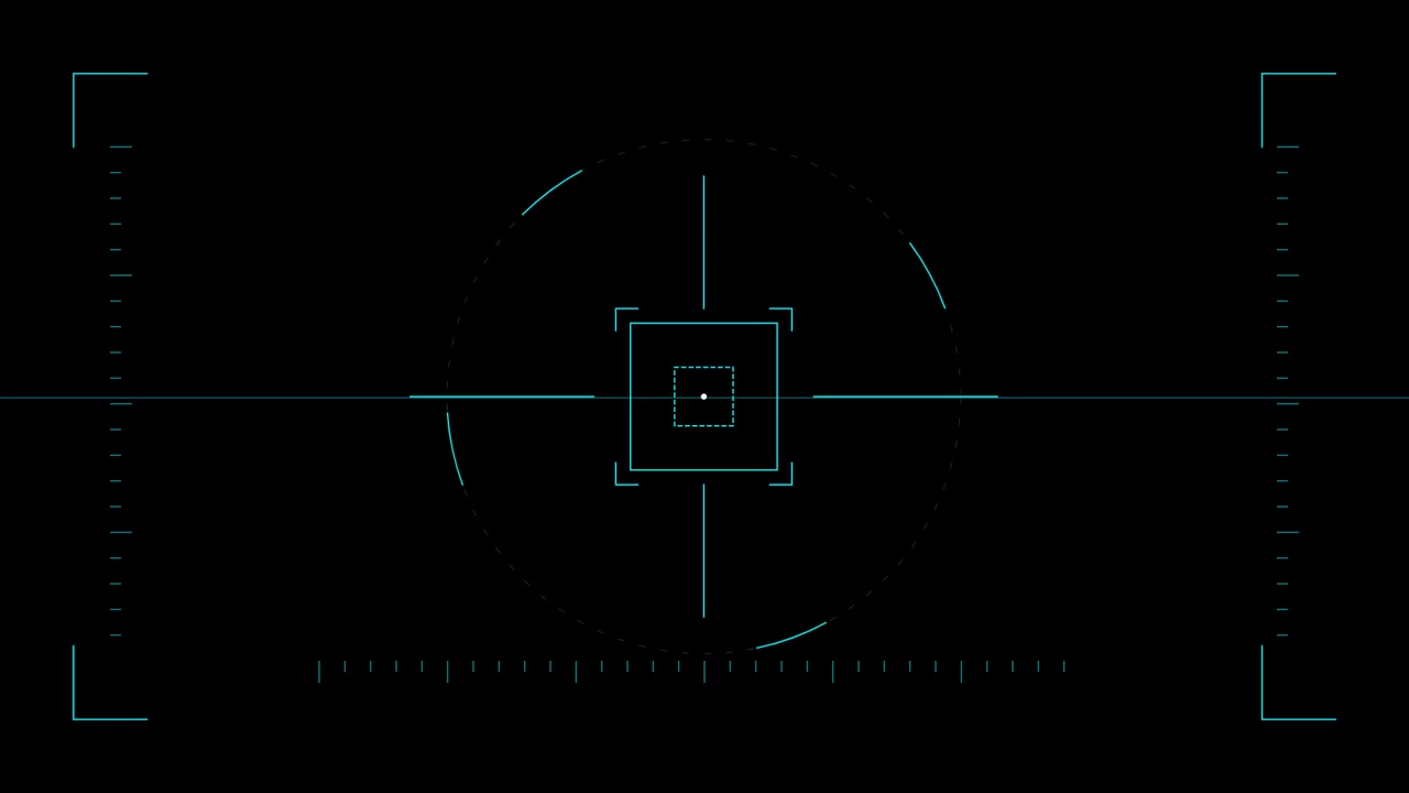Digital HUD Targeting Reticle Overlay on Black Background