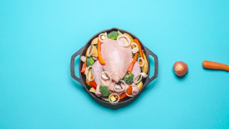 roasted chicken with vegetables stop motion. cooking chicken video recipe