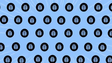 Animation-of-rows-of-ar-brain-icons-on-blue-background