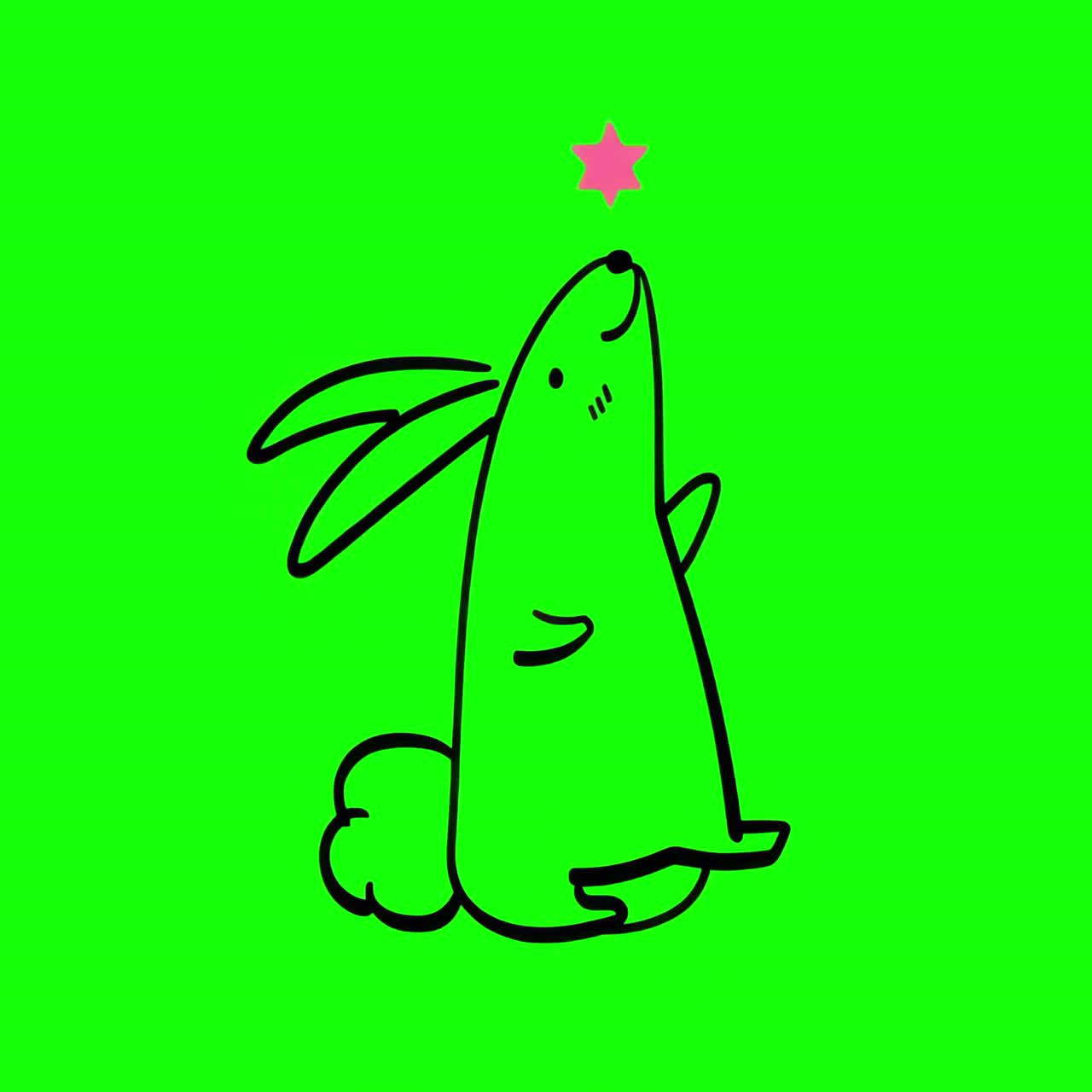 Cute bunny animation, transparent 4K video, green screen