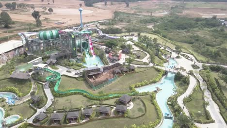 aerial view of a water park with various attractions