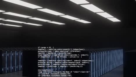 animación del procesamiento de datos digitales a través de servidores informáticos