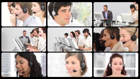 montaje de agentes de servicio al cliente en el trabajo