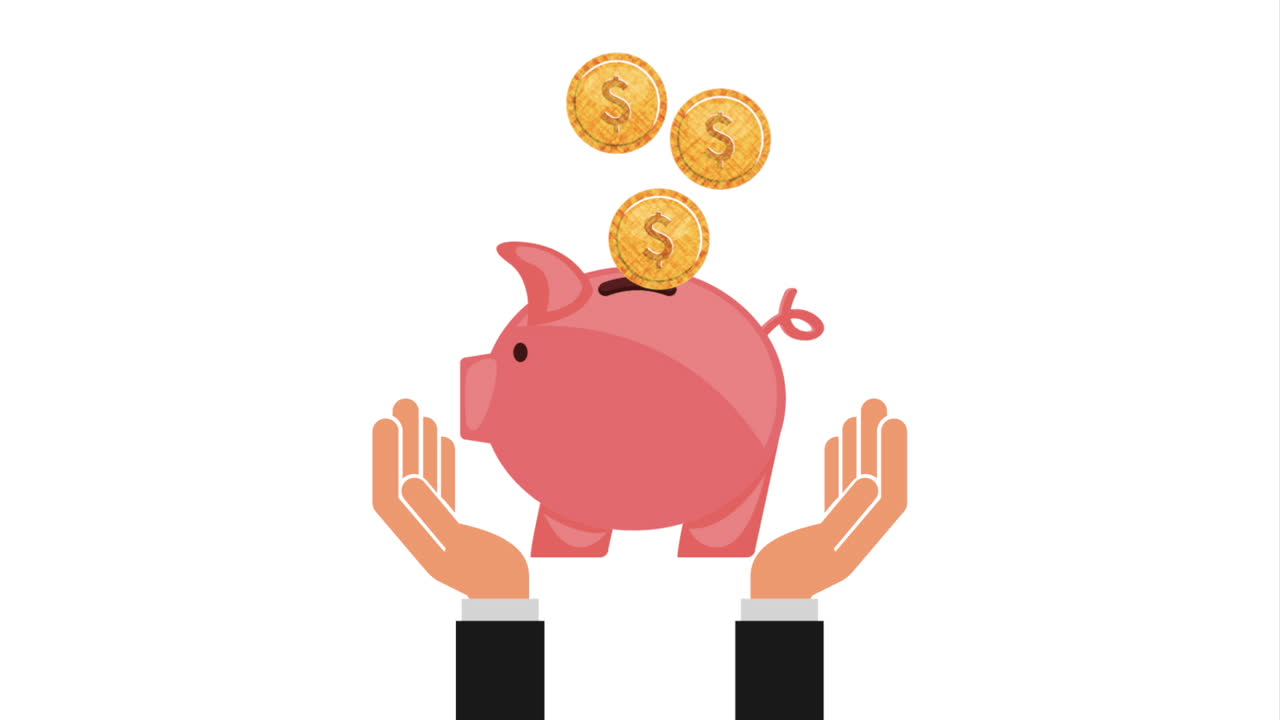piggy savings money with hands lifting