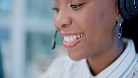 Black-woman,-call-center-and-mouth-consulting