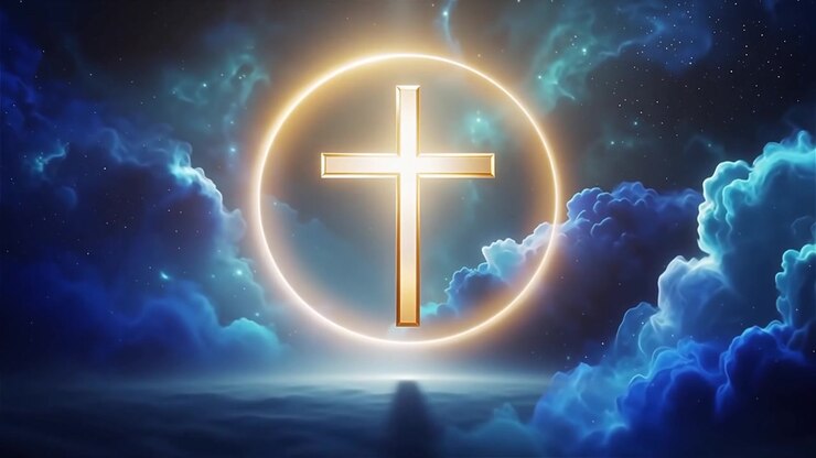 Christian Cross Heavenly Light Worship Background