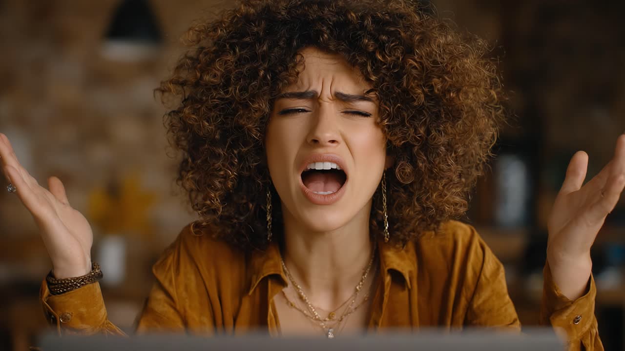 A Woman's Emotional Journey: From Frustration to Calmness Captured in Two Frames, Highlighting the Ups and Downs of Modern Life and Communication Challenges