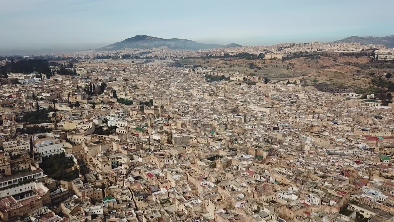 모로코 의 페스 에 있는 옛 메디나 의 공중 사진