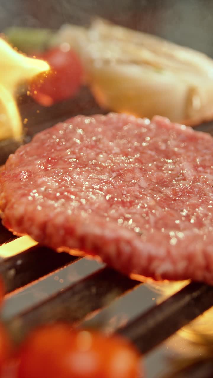 Burger patty on the grill