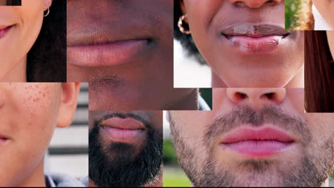 diversidad, collage de dientes y boca con la gente