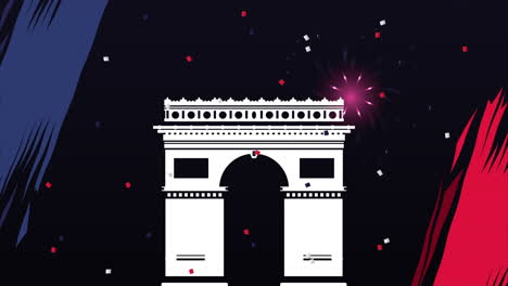 happy bastille day celebration with arch of triumph