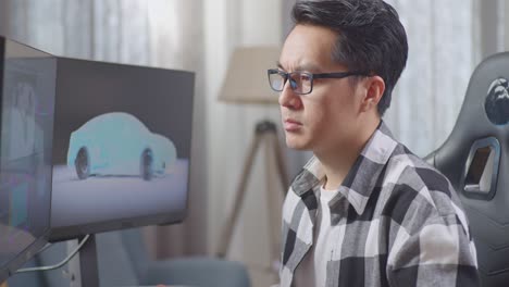 3d 자동차 디자인을 작업하는 사람
