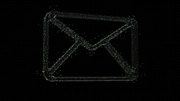 Animation of scope scanning over envelope icon on black background