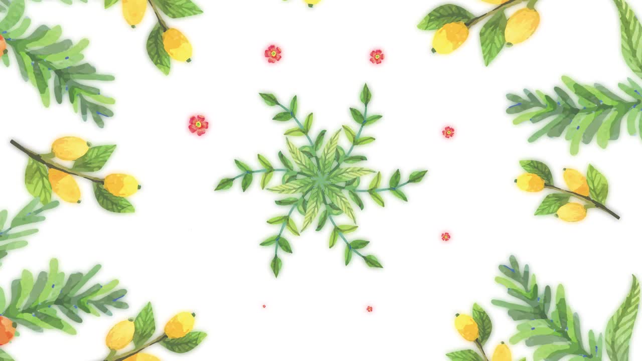 Floral Pattern with Lemons and Flowers