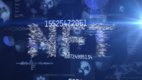 animación de números cambiantes y banner de texto nft a través de escáner redondo y procesamiento de datos