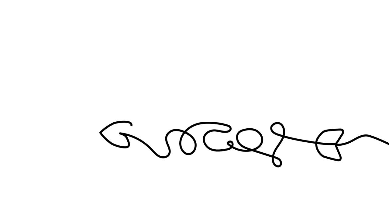 Animated illustration. Continuous one line heart and love in the form of an arrow. Hand-drawn minimalist style. 4K video