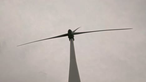 wind turbine blades rotating against cloudy sky