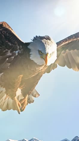 majestic eagle soaring over snow-capped mountains during daylight