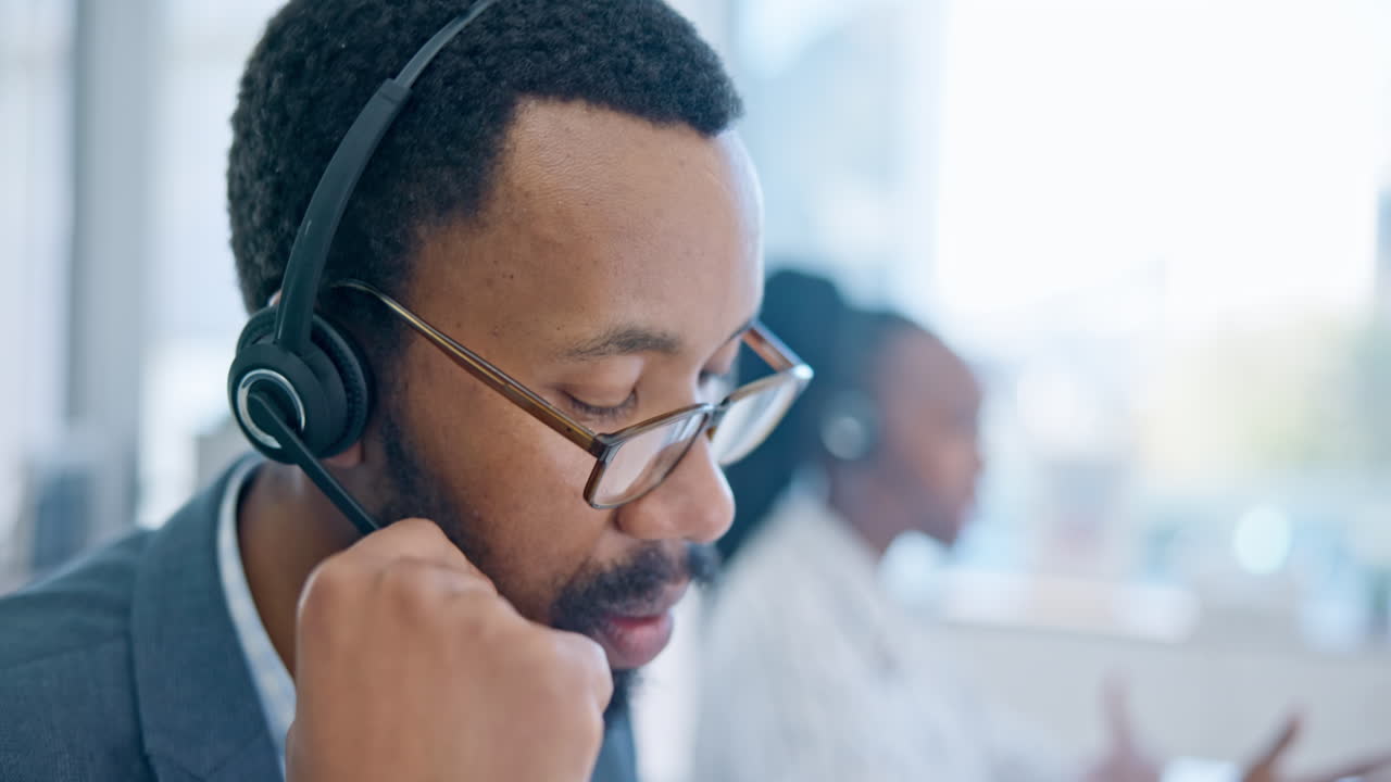 Face, customer service and a black man consultant