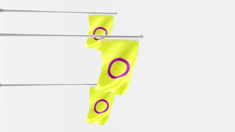 intersex flag waving on white background, 3d render in vertical