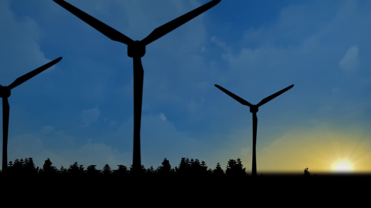 Sømløs loop-animasjon av en ren, grønn energifremtidsby som redder planeten