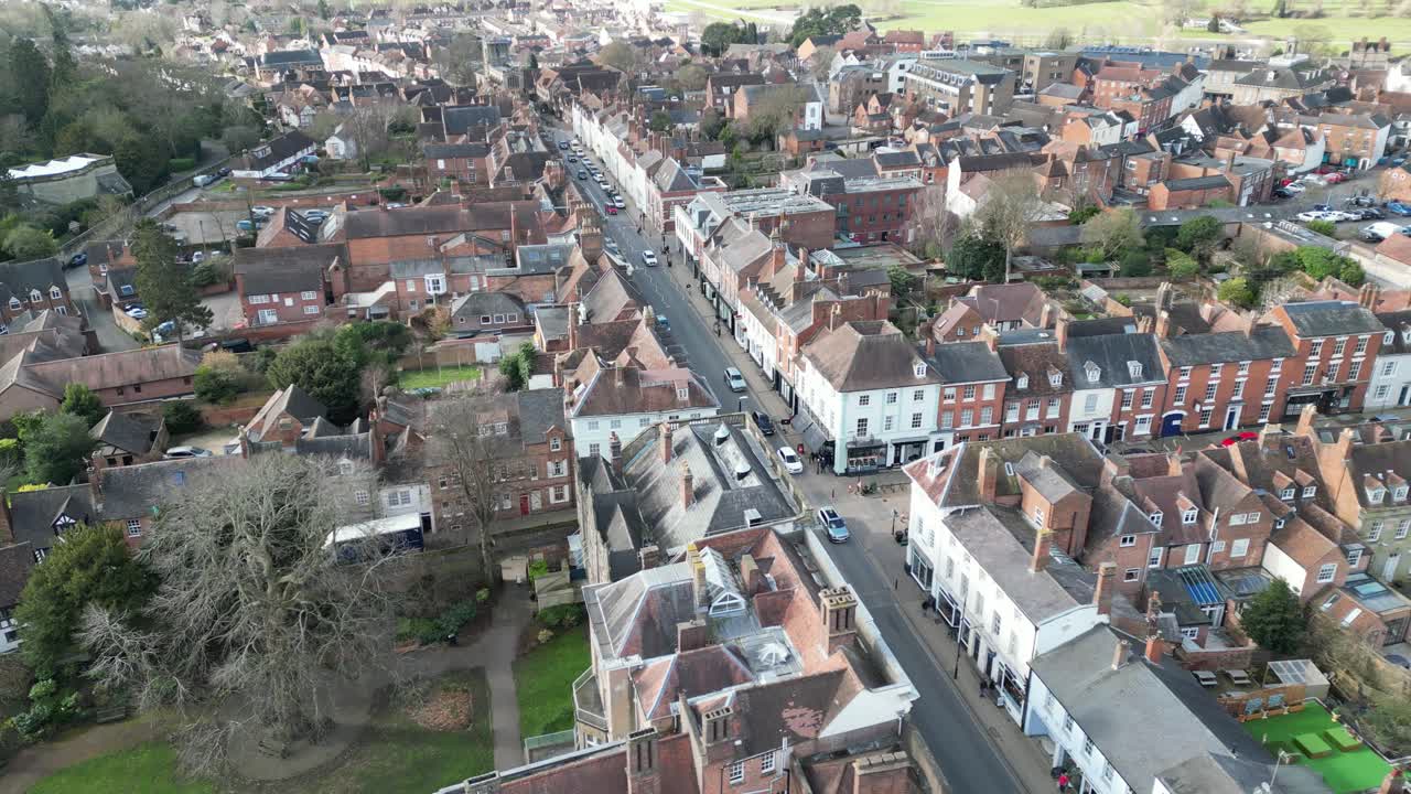 warwick market town, warwickshire uk drone, aéreo
