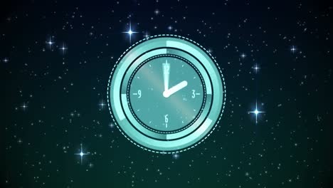 Animation-Der-Uhr-über-Sternen-Am-Nachthimmel