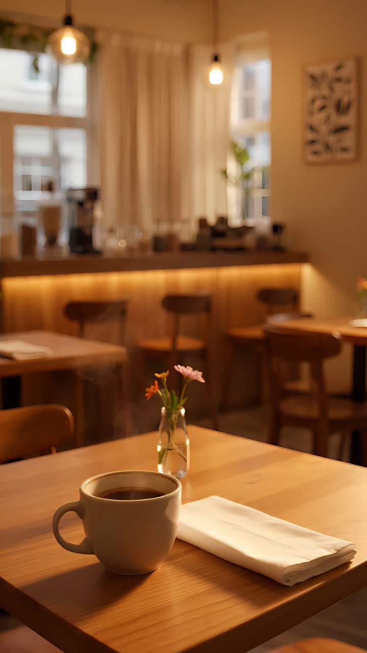 Interno di caffè estetico con atmosfera accogliente 4K