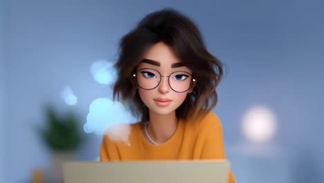 cartoon woman with glasses