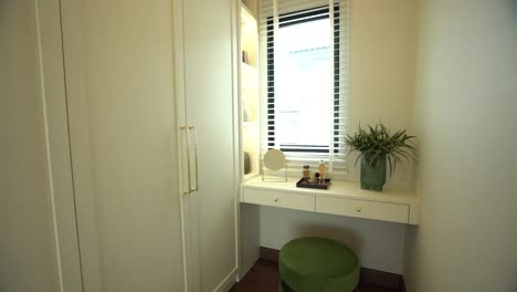 minimal and compact powder room interior design, close up