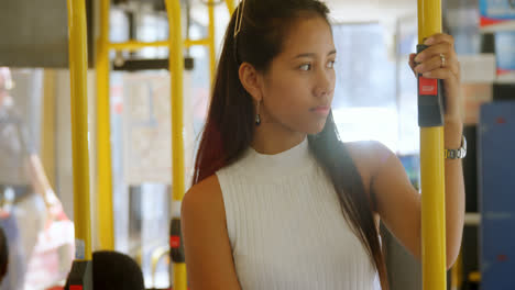 teenage girl travelling in the bus 4k