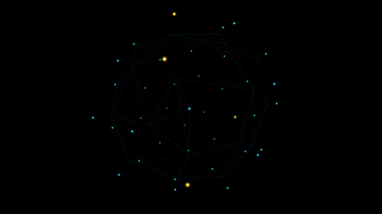 Rotating Digital Wireframe Sphere with Glowing Nodes