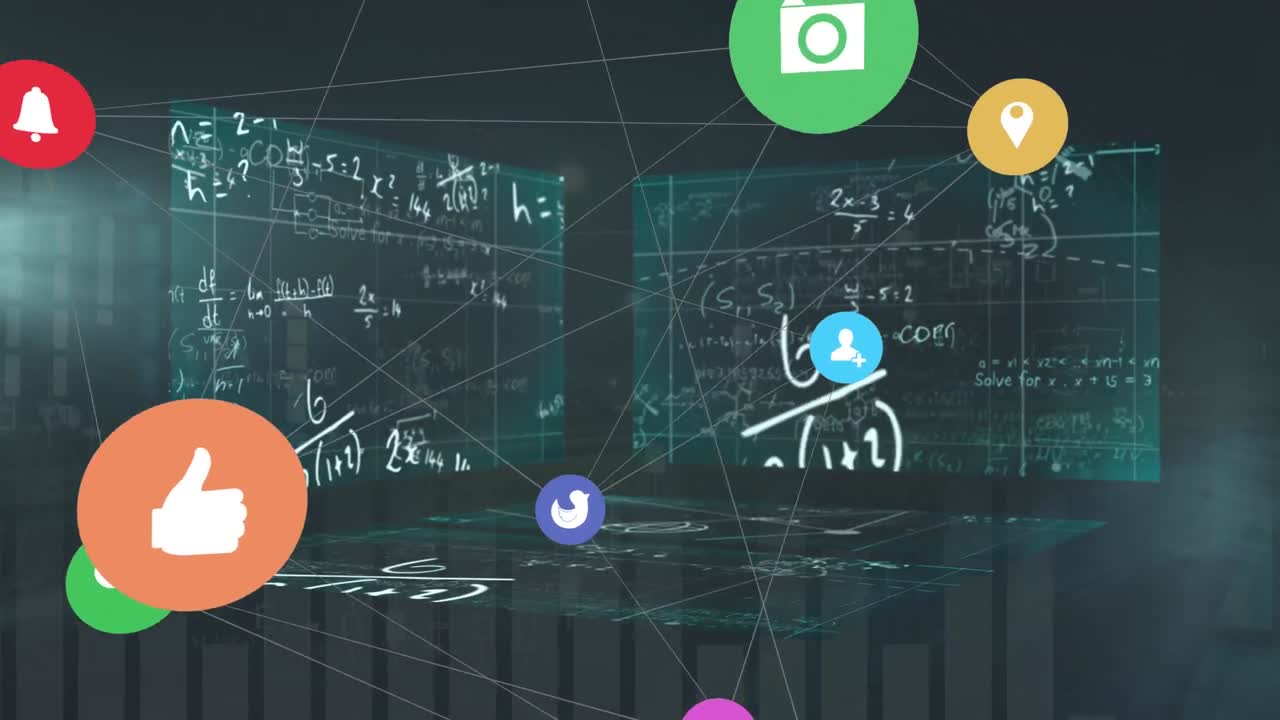 수학 방정식에 대한 연결 아이콘의 웹