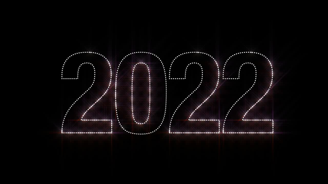 el fondo del letrero de neón de 2022: luz de neón 2022 en fondo negro. bucle