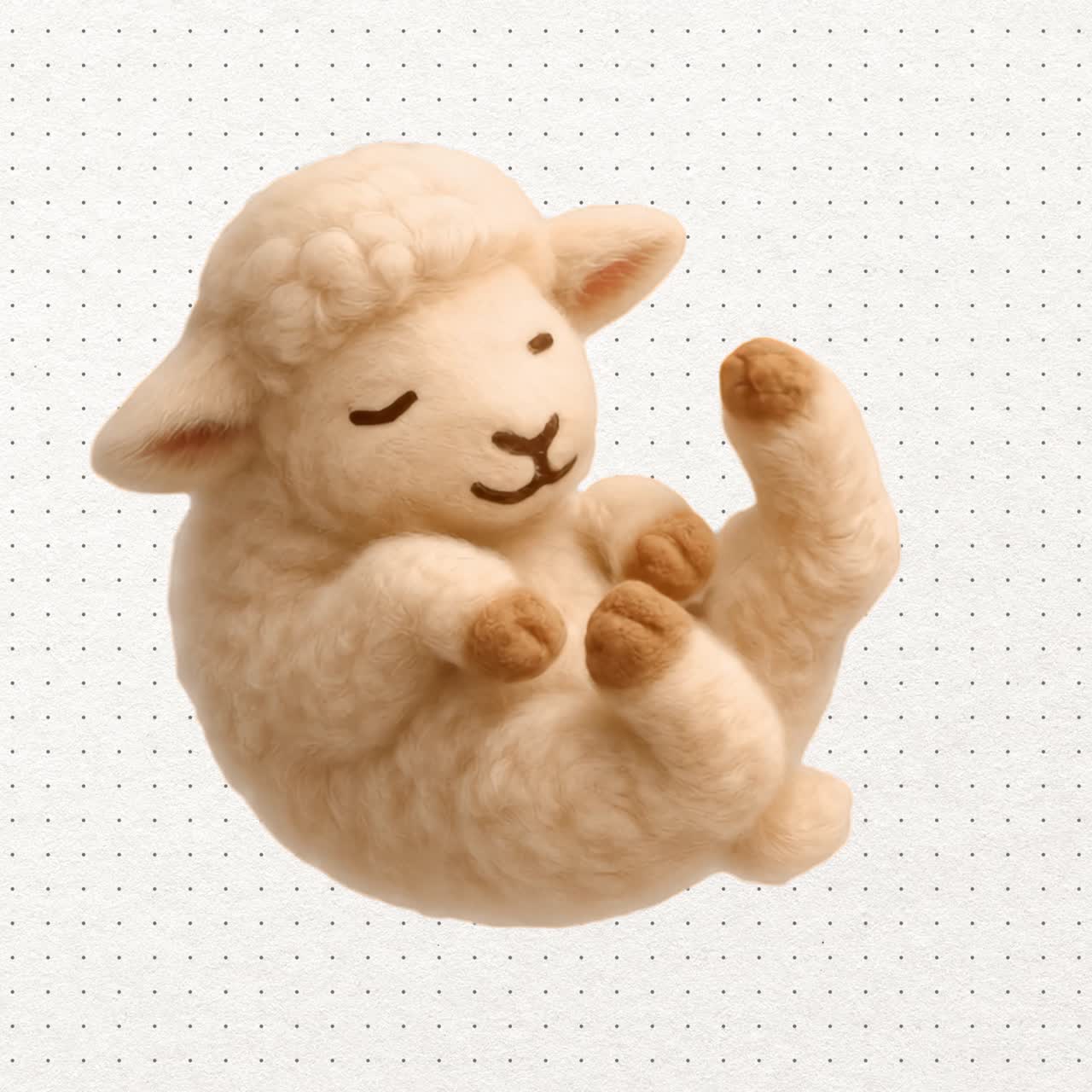 Cute fluffy lamb toy animation isolated asset, transparent 4K video, alpha channel, ProRes 4444
