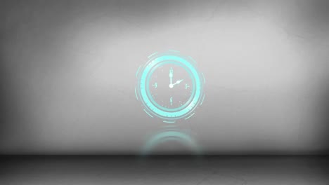 animation of clock moving over grey background