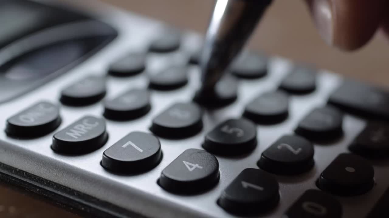 Using a calculator with pen macro shot