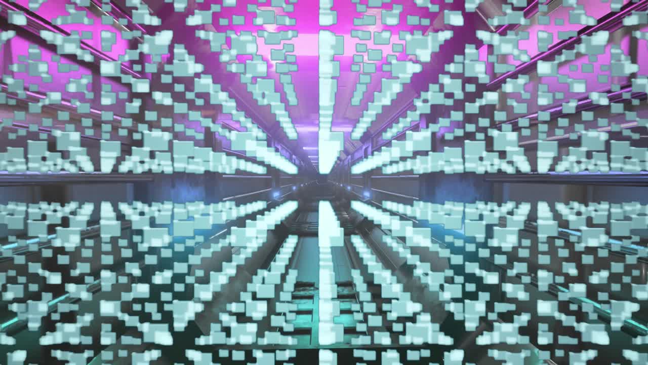 varios iconos de carpetas se mueven contra túneles brillantes