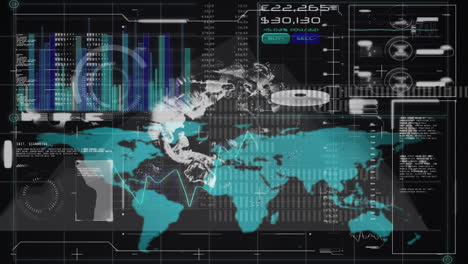 animación de estadísticas y procesamiento de datos sobre el mapa del mundo